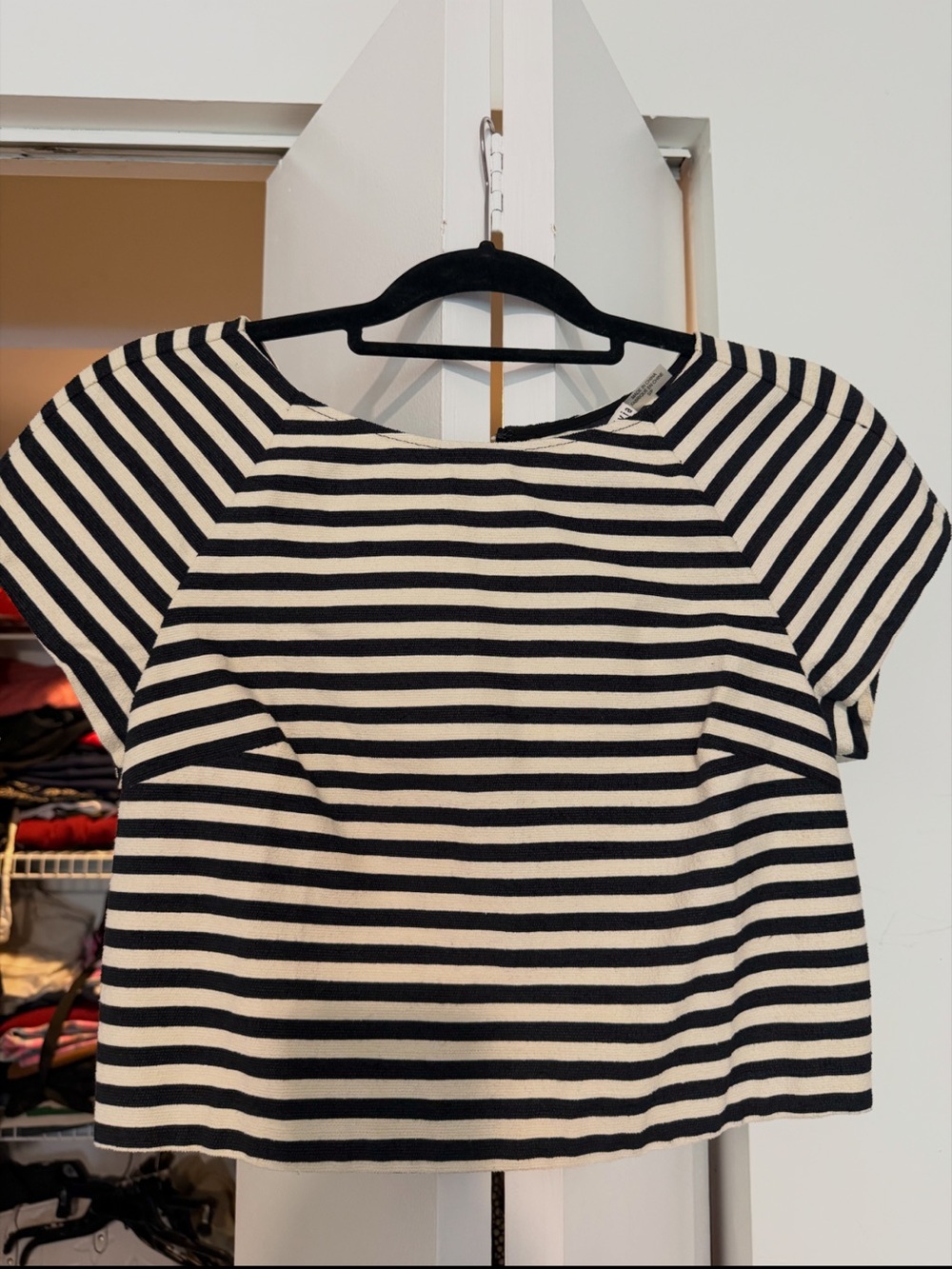 Alice + Olivia Black and White Striped Crop Top